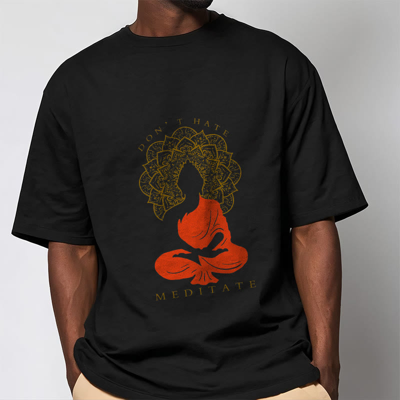 Buddha Stones Lässiges meditatives Buddha-Mandala-Muster Baumwoll-T-Shirt - image 2