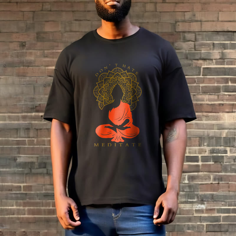 Buddha Stones Lässiges meditatives Buddha-Mandala-Muster Baumwoll-T-Shirt - image 3