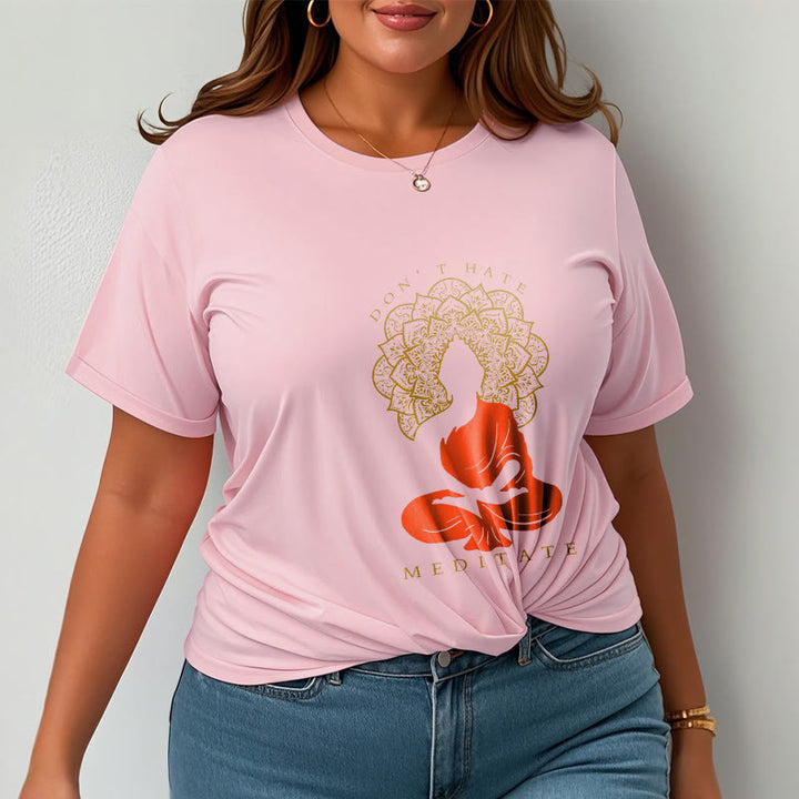 Buddha Stones Lässiges meditatives Buddha-Mandala-Muster Baumwoll-T-Shirt - image 14