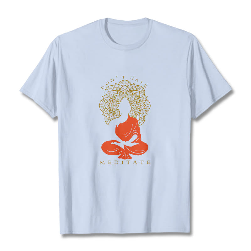 Buddha Stones Lässiges meditatives Buddha-Mandala-Muster Baumwoll-T-Shirt - HellCyan - 2XL - image 19