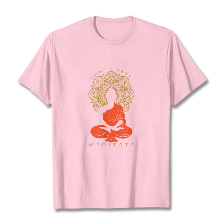 Buddha Stones Lässiges meditatives Buddha-Mandala-Muster Baumwoll-T-Shirt - Hellrosa - 2XL - image 13