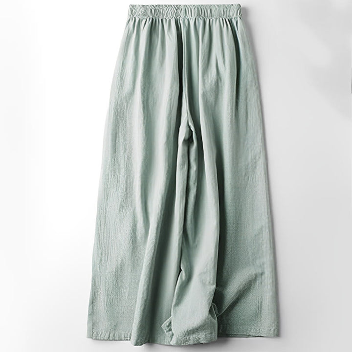 Buddha Stones Spring Ethnic Embroidery Cotton Damenhose mit weitem Bein und Taschen - image 7