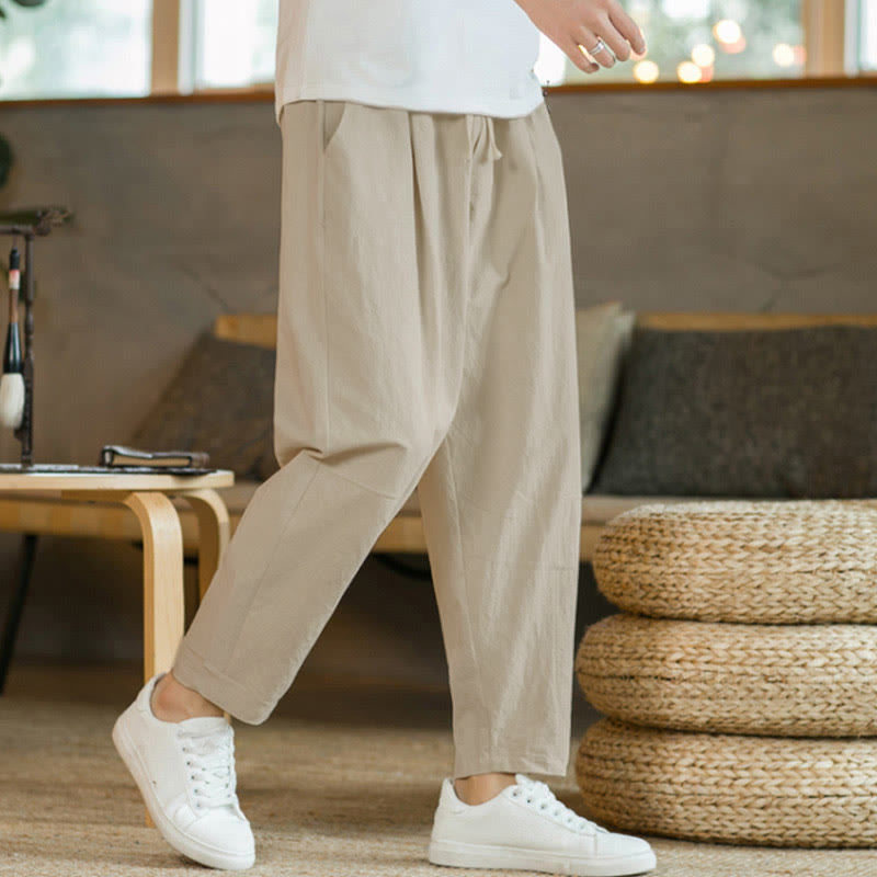 Buddha Stones Sommer Herren Baumwollhose mit Taschen - image 3