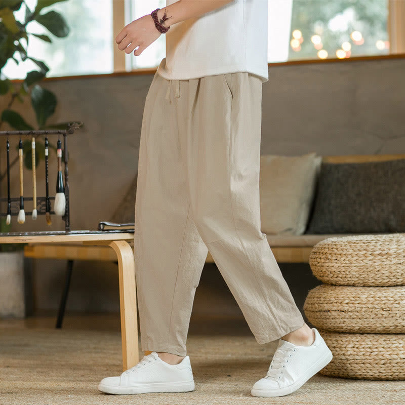 Buddha Stones Sommer Herren Baumwollhose mit Taschen - Leinen - US/UK/AU46, EU56 (5XL) - image 0