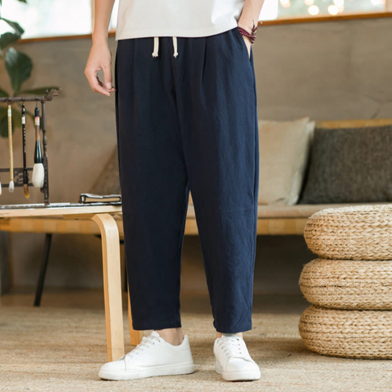 Buddha Stones Sommer Herren Baumwollhose mit Taschen - image 14
