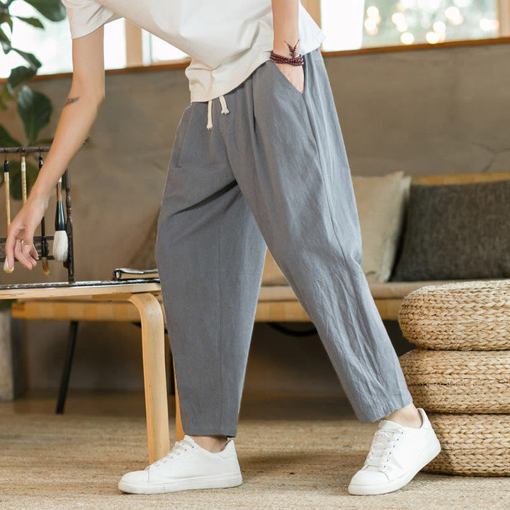 Buddha Stones Sommer Herren Baumwollhose mit Taschen - image 22