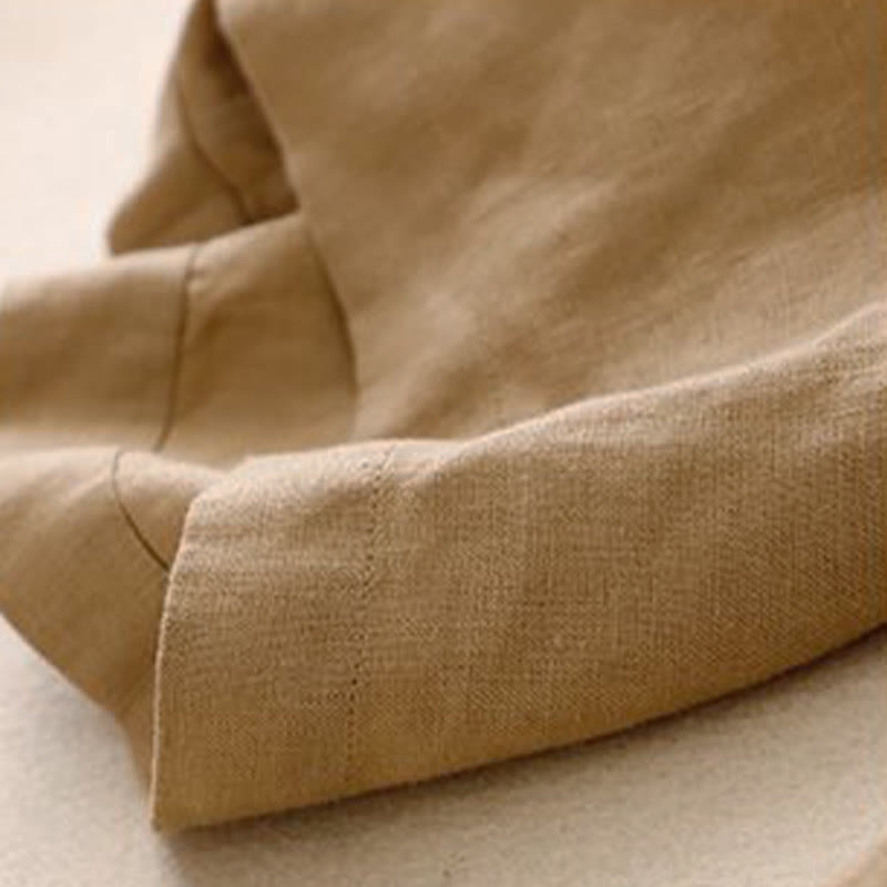 Buddha Stones Daily Einfarbige Damenhose mit weitem Bein und Taschen, elastischer Bund, Froschknopf - image 6