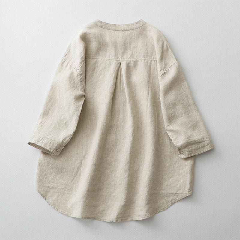 Buddha Stones – Einfarbiges Hemd mit Knopfleiste und Dreiviertelärmeln - image 2