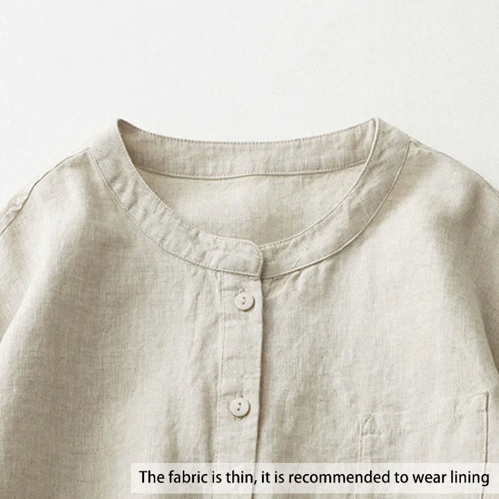 Buddha Stones – Einfarbiges Hemd mit Knopfleiste und Dreiviertelärmeln - image 3