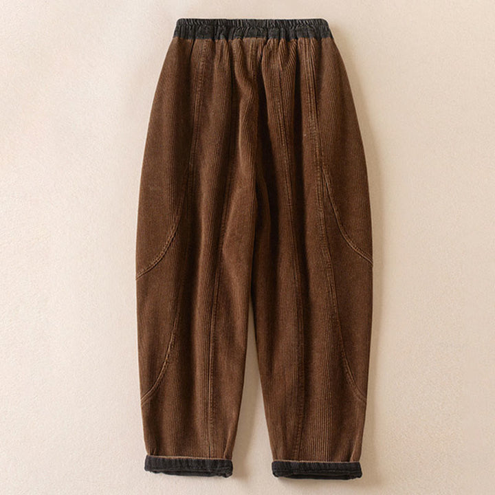 Buddha Stones Damen-Haremshose aus Cord-Baumwolle mit Thermo-Fleece-Futter und Taschen in Farbkontrast - image 19