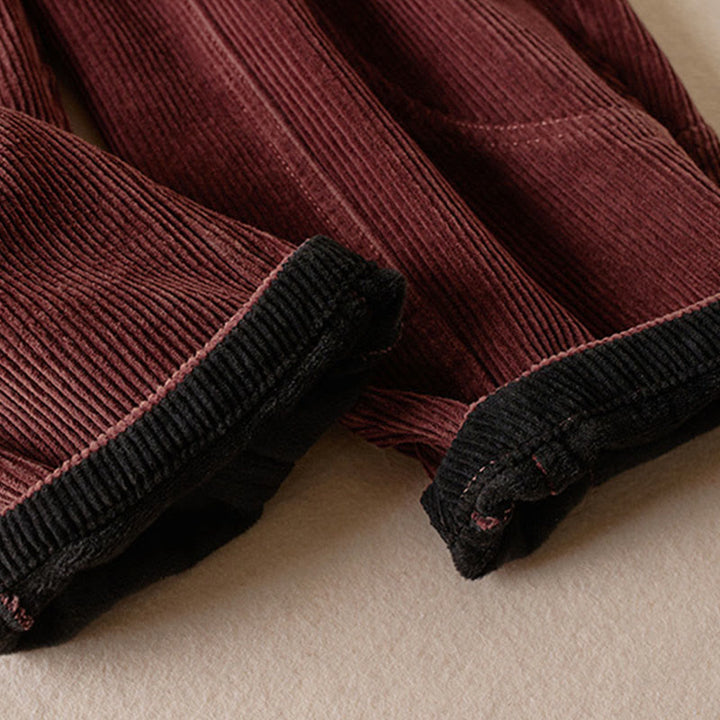 Buddha Stones Damen-Haremshose aus Cord-Baumwolle mit Thermo-Fleece-Futter und Taschen in Farbkontrast - image 11