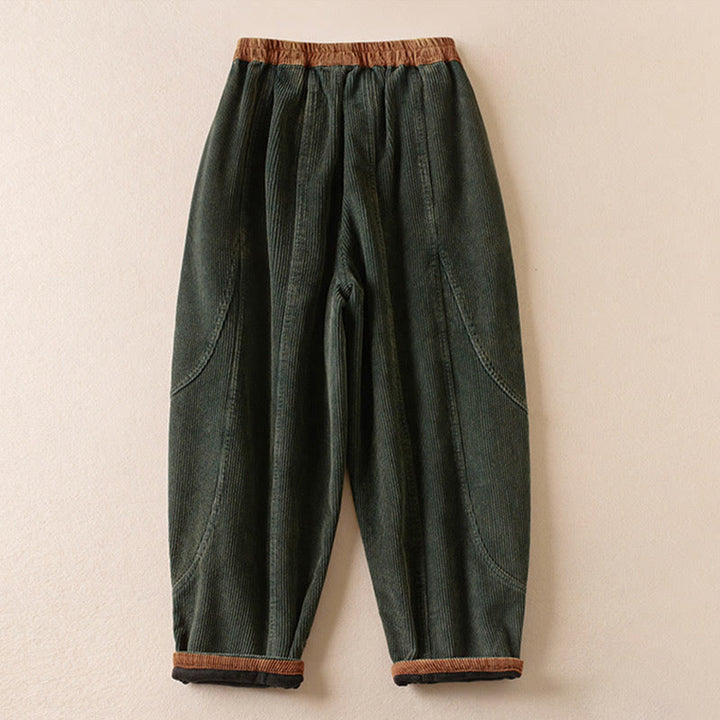 Buddha Stones Damen-Haremshose aus Cord-Baumwolle mit Thermo-Fleece-Futter und Taschen in Farbkontrast - image 12