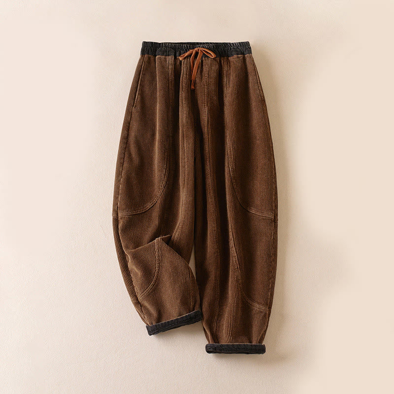Buddha Stones Damen-Haremshose aus Cord-Baumwolle mit Thermo-Fleece-Futter und Taschen in Farbkontrast - Dunkle Goldrute - US8-10， UK/AU12-14，EU40-42 (2XL) - image 18