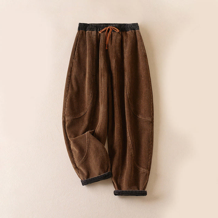 Buddha Stones Damen-Haremshose aus Cord-Baumwolle mit Thermo-Fleece-Futter und Taschen in Farbkontrast - Dunkle Goldrute - US8-10， UK/AU12-14，EU40-42 (2XL) - image 18