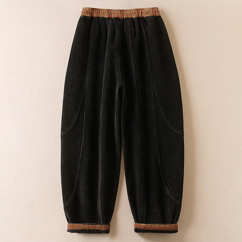 Buddha Stones Damen-Haremshose aus Cord-Baumwolle mit Thermo-Fleece-Futter und Taschen in Farbkontrast - image 1