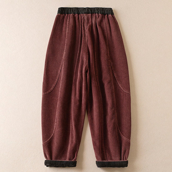 Buddha Stones Damen-Haremshose aus Cord-Baumwolle mit Thermo-Fleece-Futter und Taschen in Farbkontrast - image 7