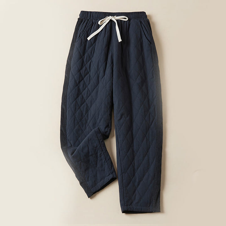 Buddha Stones, rautenförmig gestepptes Design, Thermo-Haremshose für Damen aus Baumwolle mit Taschen - Mitternachtsblau - US 8-10, UK/AU 12-14, EU 40-42 (2XL) - image 0