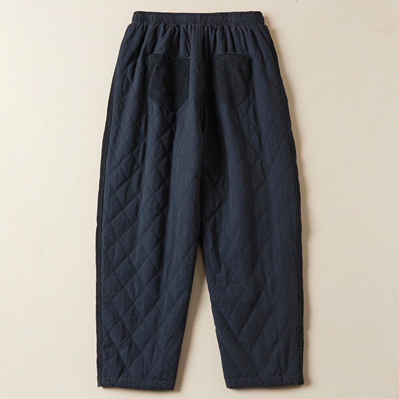 Buddha Stones, rautenförmig gestepptes Design, Thermo-Haremshose für Damen aus Baumwolle mit Taschen - image 1