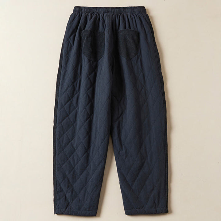 Buddha Stones, rautenförmig gestepptes Design, Thermo-Haremshose für Damen aus Baumwolle mit Taschen - image 1