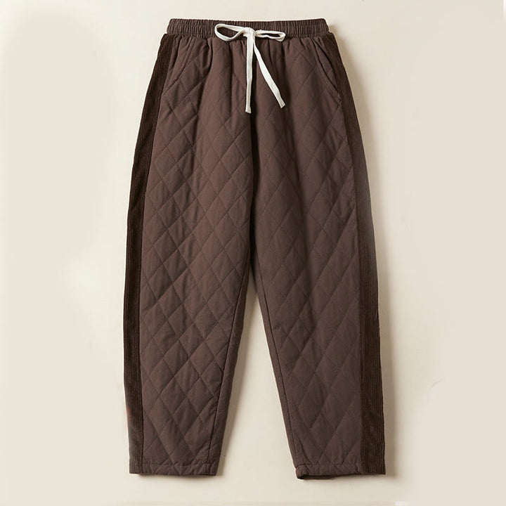 Buddha Stones, rautenförmig gestepptes Design, Thermo-Haremshose für Damen aus Baumwolle mit Taschen - Sattelbraun - US 8-10, UK/AU 12-14, EU 40-42 (2XL) - image 18