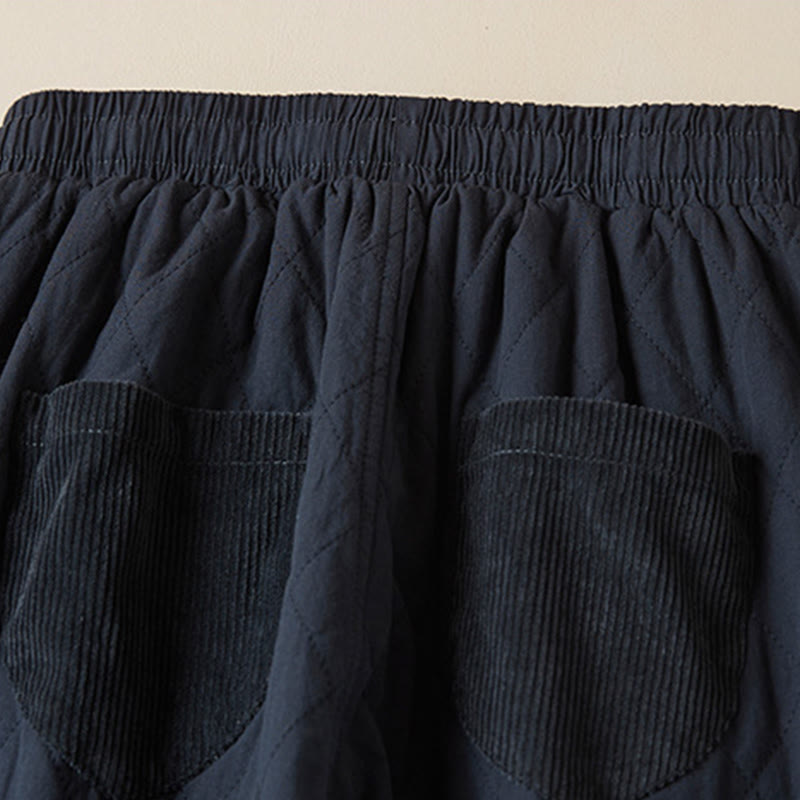 Buddha Stones, rautenförmig gestepptes Design, Thermo-Haremshose für Damen aus Baumwolle mit Taschen - image 3