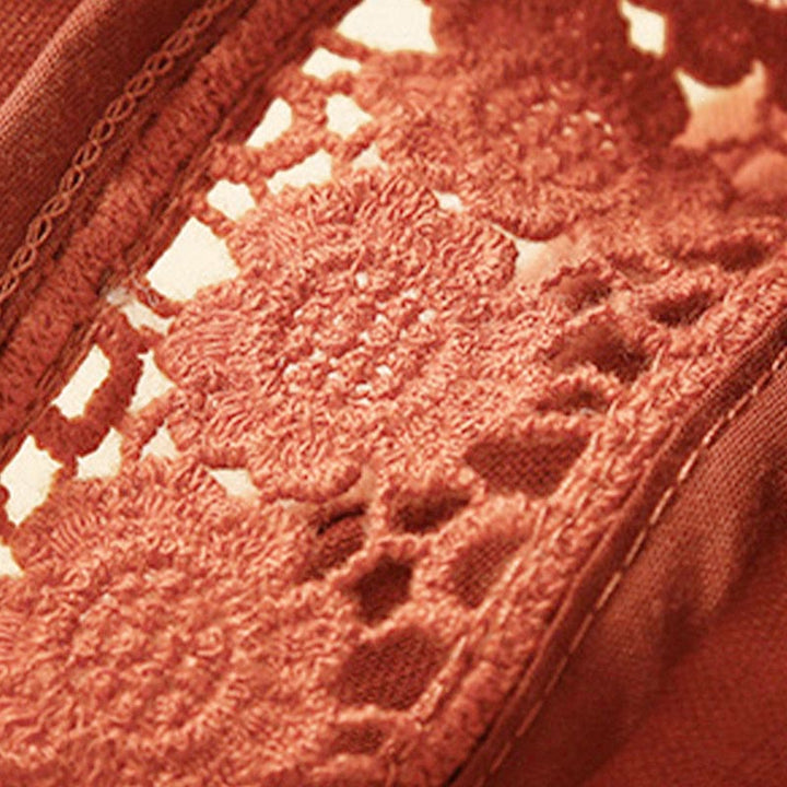 Buddha Stones - Unifarbene Shorts aus Baumwollleinen mit hohlem Spitzendesign und Taschen - image 50