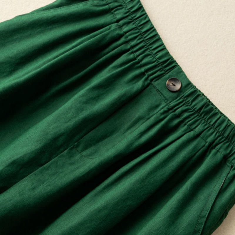 Buddha Stones Sommer Casual Plain Zipper Button Baumwolle Leinen Damen Shorts mit Taschen - image 6