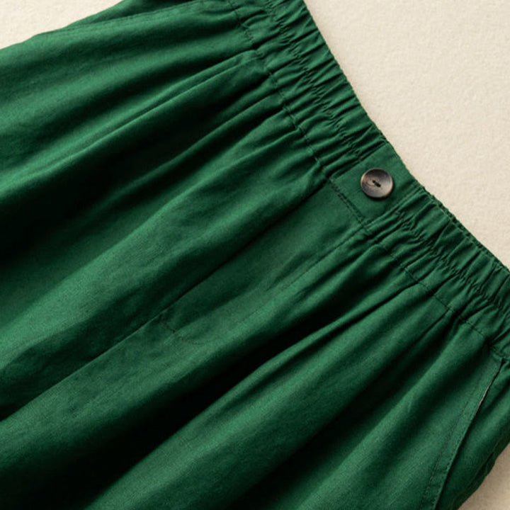 Buddha Stones Sommer Casual Plain Zipper Button Baumwolle Leinen Damen Shorts mit Taschen - image 5