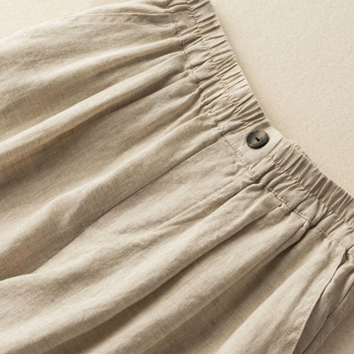 Buddha Stones Sommer Casual Plain Zipper Button Baumwolle Leinen Damen Shorts mit Taschen - image 7
