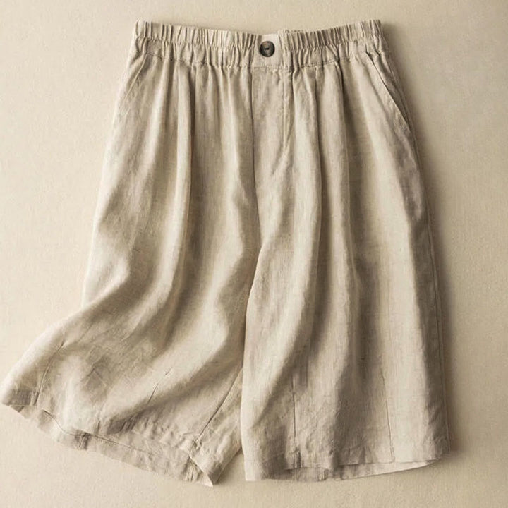 Buddha Stones Sommer Casual Plain Zipper Button Baumwolle Leinen Damen Shorts mit Taschen - Beige - US8-10， UK/AU12-14，EU40-42 (3XL) - image 7