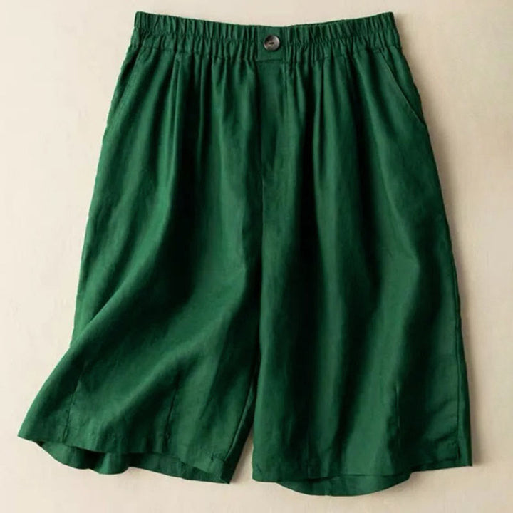 Buddha Stones Sommer-Freizeit-Shorts für Damen aus Baumwoll-Leinen-Mischgewebe mit Taschen und schlichten Knöpfen - Grün - US8-10, UK/AU12-14, EU40-42 (3XL) - image 4