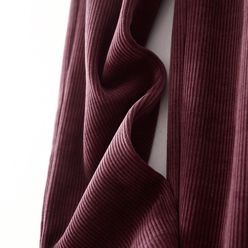 Buddha Stones Lässige, einfarbige Damenhose mit weitem Bein, Cord-Baumwollfleece-Futter und Taschen - image 17