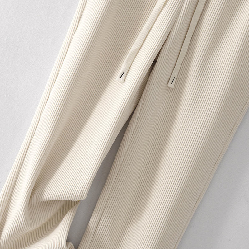 Buddha Stones Lässige, einfarbige Damenhose mit weitem Bein, Cord-Baumwollfleece-Futter und Taschen - image 5