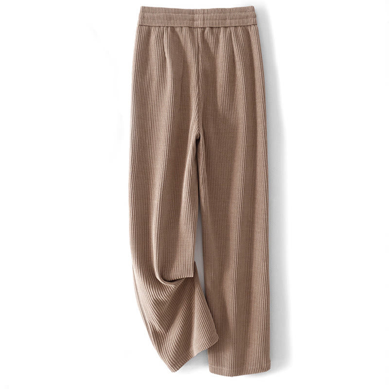 Buddha Stones Lässige, einfarbige Damenhose mit weitem Bein, Cord-Baumwollfleece-Futter und Taschen - image 20