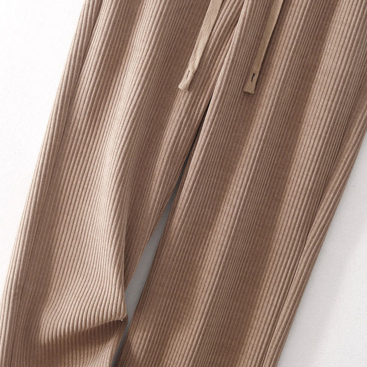 Buddha Stones Lässige, einfarbige Damenhose mit weitem Bein, Cord-Baumwollfleece-Futter und Taschen - image 24