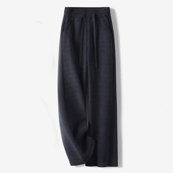 Buddha Stones Lässige, einfarbige Damenhose mit weitem Bein, Cord-Baumwollfleece-Futter und Taschen - Mitternachtsblau - US12， UK/AU16，EU44 (3XL) - image 1