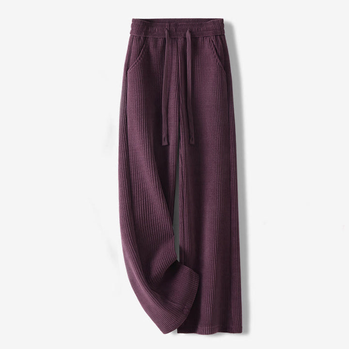 Buddha Stones Lässige, einfarbige Damenhose mit weitem Bein, Cord-Baumwollfleece-Futter und Taschen - DunkelMagenta - US12， UK/AU16，EU44 (3XL) - image 29