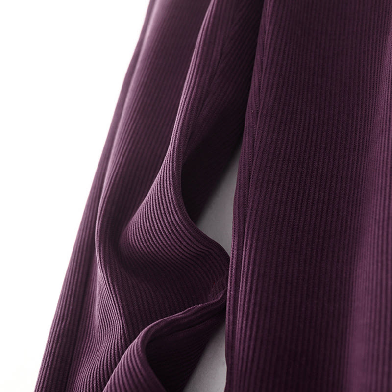 Buddha Stones Lässige, einfarbige Damenhose mit weitem Bein, Cord-Baumwollfleece-Futter und Taschen - image 32