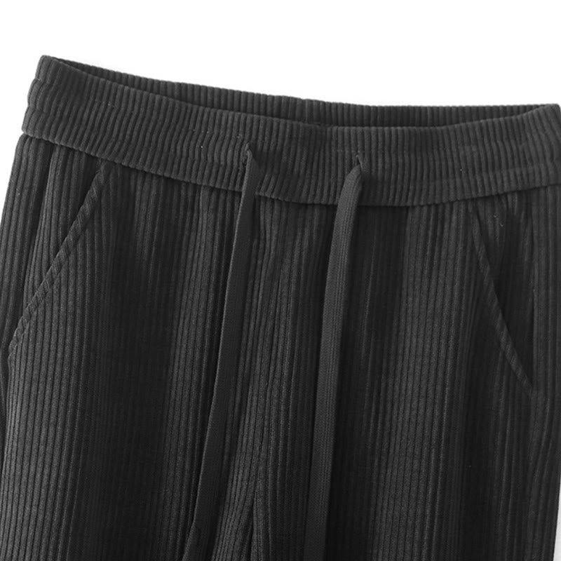 Buddha Stones Lässige, einfarbige Damenhose mit weitem Bein, Cord-Baumwollfleece-Futter und Taschen - image 9