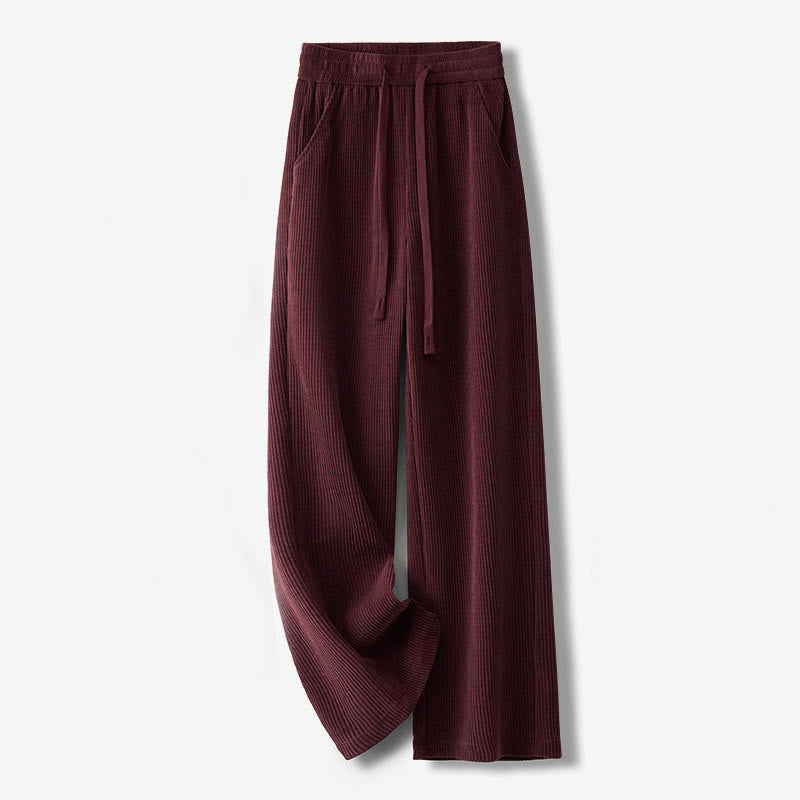 Buddha Stones Lässige, einfarbige Damenhose mit weitem Bein, Cord-Baumwollfleece-Futter und Taschen - Schamottestein - US12， UK/AU16，EU44 (3XL) - image 14