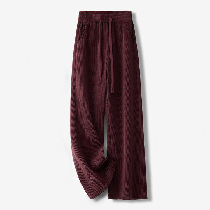 Buddha Stones Lässige, einfarbige Damenhose mit weitem Bein, Cord-Baumwollfleece-Futter und Taschen - Schamottestein - US12， UK/AU16，EU44 (3XL) - image 14