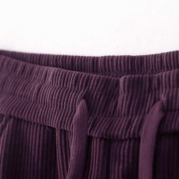 Buddha Stones Lässige, einfarbige Damenhose mit weitem Bein, Cord-Baumwollfleece-Futter und Taschen - image 30