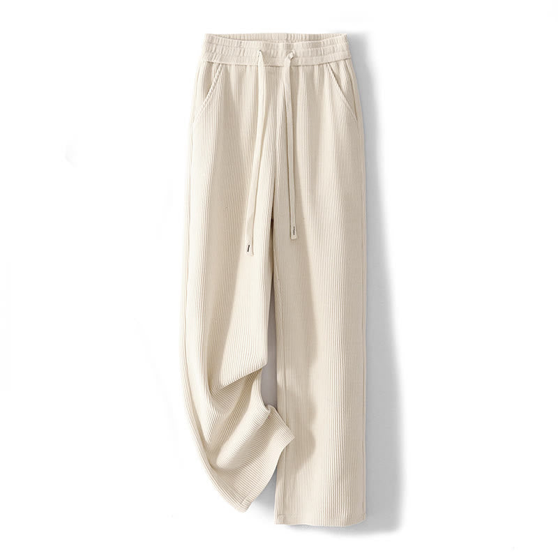 Buddha Stones Lässige, einfarbige Damenhose mit weitem Bein, Cord-Baumwollfleece-Futter und Taschen - image 8