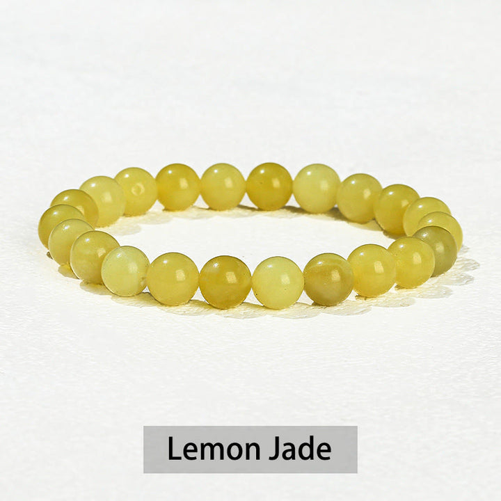 Buddha Stones Verschiedene Kristallsteine ​​Amethyst Grüner Aventurin Rosenquarz Heilarmband - Zitronenjade - 10 mm (Handgelenkumfang 14–16 cm) - image 15