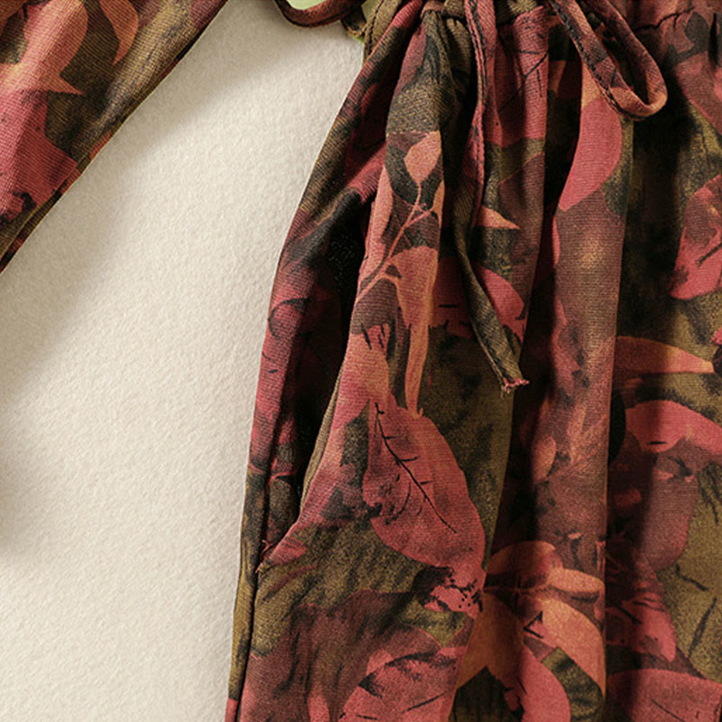 Langärmliges Midikleid aus Baumwolle und Leinen mit Buddha Stones -Druck, Kordelzug und Froschknopf und Taschen - image 16