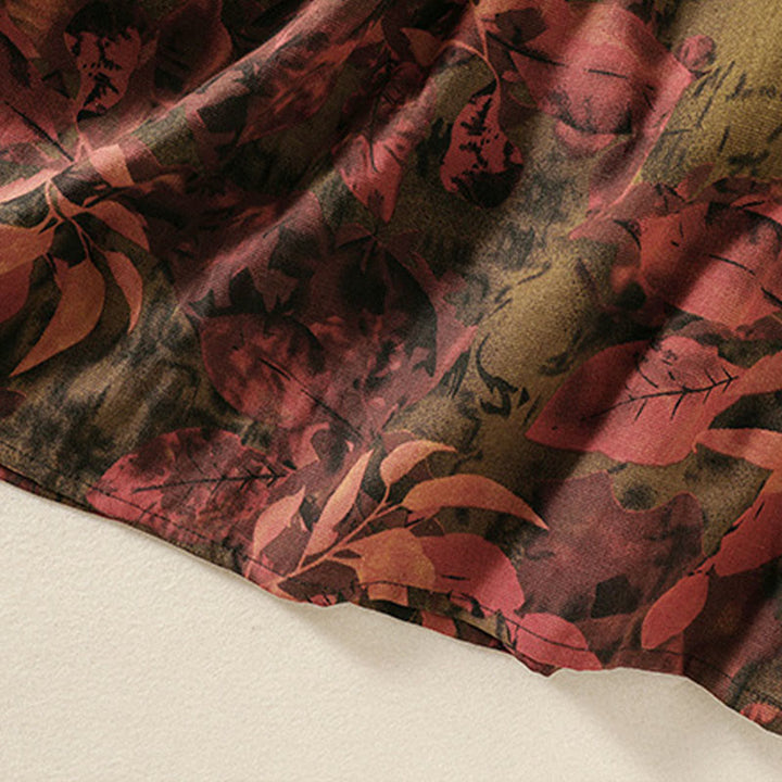 Langärmliges Midikleid aus Baumwolle und Leinen mit Buddha Stones -Druck, Kordelzug und Froschknopf und Taschen - image 18