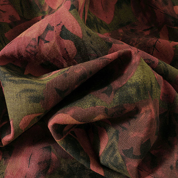 Langärmliges Midikleid aus Baumwolle und Leinen mit Buddha Stones -Druck, Kordelzug und Froschknopf und Taschen - image 17