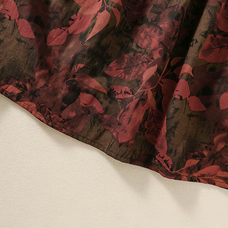 Langärmliges Midikleid aus Baumwolle und Leinen mit Buddha Stones -Druck, Kordelzug und Froschknopf und Taschen - image 19