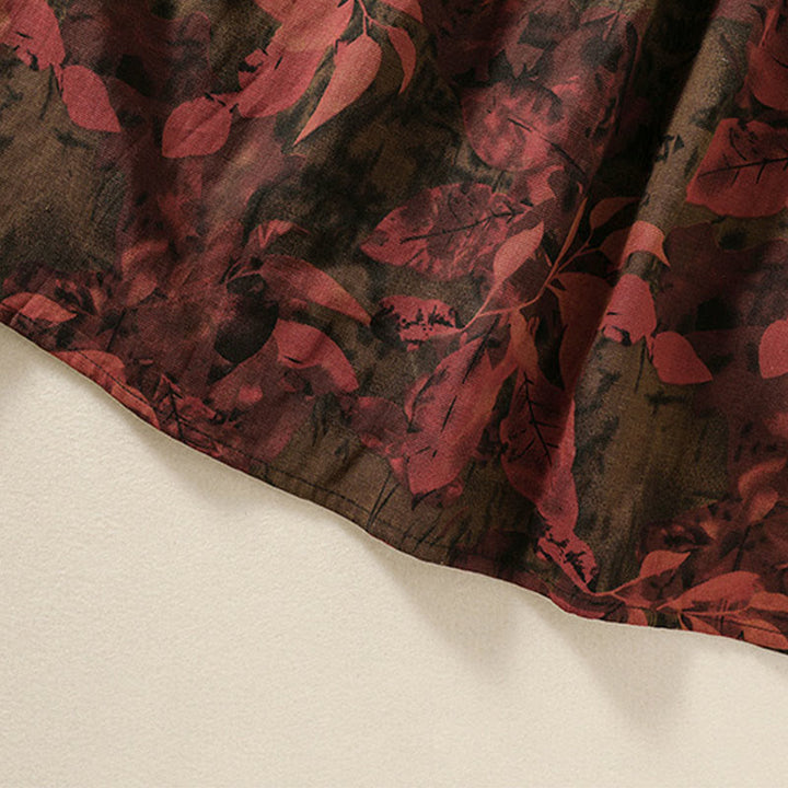 Langärmliges Midikleid aus Baumwolle und Leinen mit Buddha Stones -Druck, Kordelzug und Froschknopf und Taschen - image 19