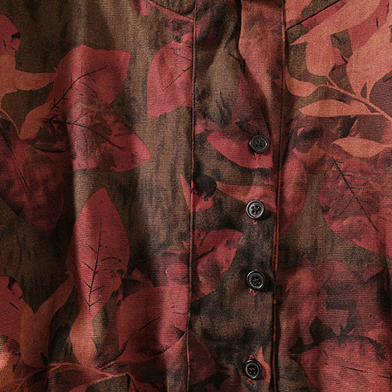 Langärmliges Midikleid aus Baumwolle und Leinen mit Buddha Stones -Druck, Kordelzug und Froschknopf und Taschen - image 14